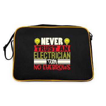 Lustige Elektrikerhemd-Augenbrauen - Retro Tasche - Schwarz/Gold - Hinten