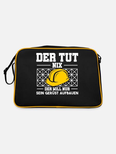 Bauarbeiter Gerüstbauer Arbeiter Gerüstbau - Retro Tasche - Schwarz/Gold
