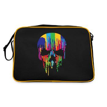Farben schmelzender Totenkopf Skull Schädel - Retro Tasche - Schwarz/Gold - Hinten