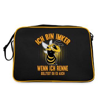 Ich bin Imker Rennen Biene Honig Stechen Geschenk - Retro Tasche - Schwarz/Gold - Hinten