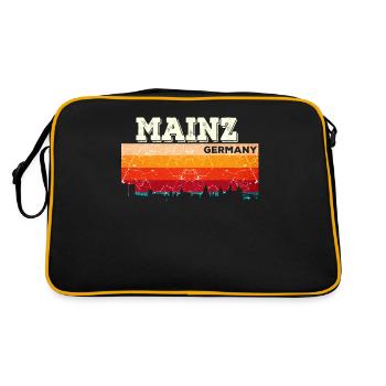 Mainz Skyline Heimatstadt Deutschland Städte - Retro Tasche - Schwarz/Gold - Hinten