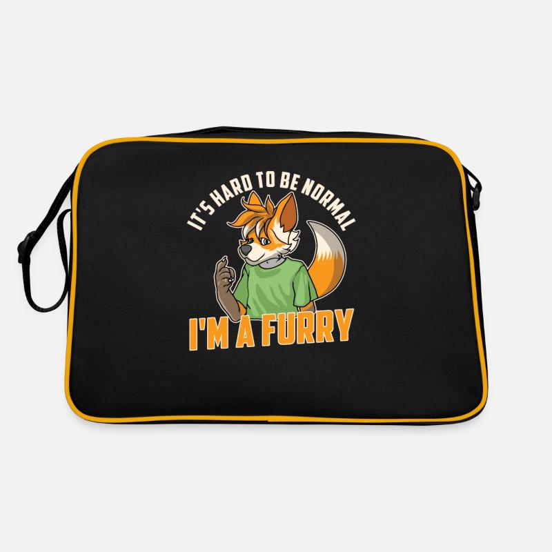 Furry Fandom Furries Fursona - Retro Tasche - Schwarz/Gold
