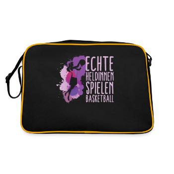 Basketball Mädchen Streetball - Retro Tasche - Schwarz/Gold - Hinten