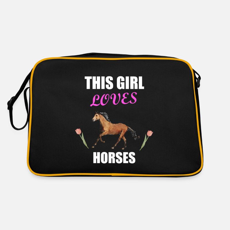 Pferd Pferde Pferdspruch Mädchen Reitsport Retro Tasche