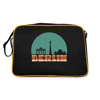 Skyline Berlin Vintage - Retro Tasche - Schwarz/Gold - Hinten