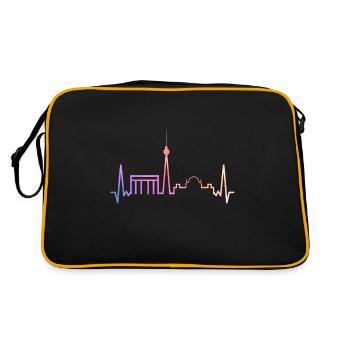 Berliner Skyline - Retro Tasche - Schwarz/Gold - Hinten