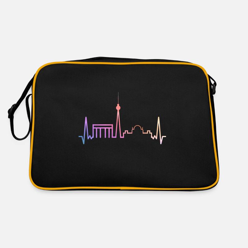 Berliner Skyline - Retro Tasche - Schwarz/Gold