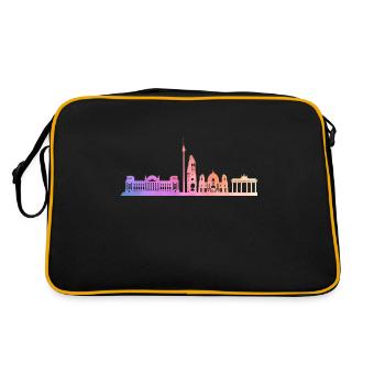 Berliner Skyline Berlin Hauptstadt - Retro Tasche - Schwarz/Gold - Hinten