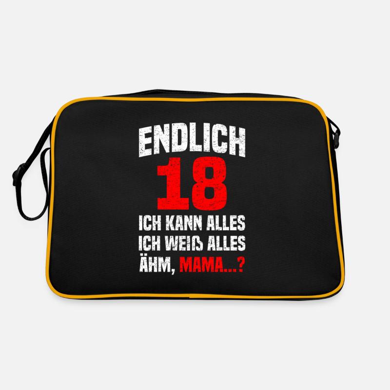 Endlich 18 - 18. Geburtstag - Retro Tasche - Schwarz/Gold