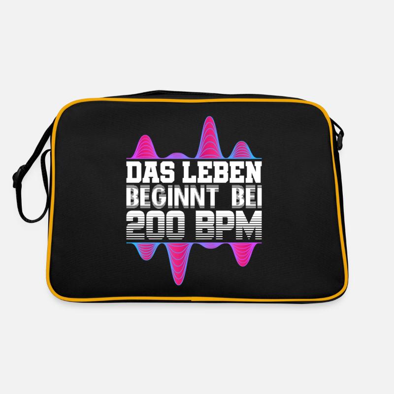 200 BPM Techno Uptempo Rave Geschenk - Retro Tasche - Schwarz/Gold