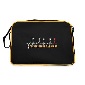 Herzschlag Motorrad 6 Gänge Schaltung EKG - Retro Tasche - Schwarz/Gold - Hinten