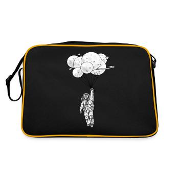 Astronaut Planeten Raum Fahrer Luft Ballon Space - Retro Tasche - Schwarz/Gold - Hinten