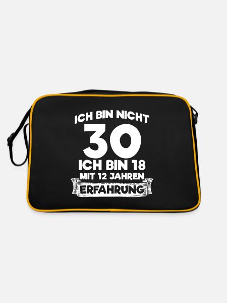 Ich bin nicht 30 - 30. Geburtstag - Retro Tasche - Schwarz/Gold - Hinten