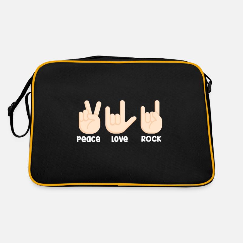 Peace Love Rock And Roll - Retro Tasche - Schwarz/Gold