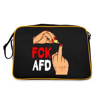 FCK AFD Design Contre le racisme Fascisme - Sac Retro - noir/or - Dos