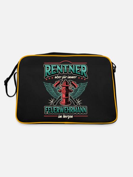 Lustig Feuerwehr Feuerwehrmann Spruch Geschenk - Retro Tasche - Schwarz/Gold - Hinten