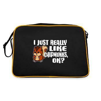 I Just Really Like Chipmunks Ok Streifenhörnchen - Retro Tasche - Schwarz/Gold - Hinten