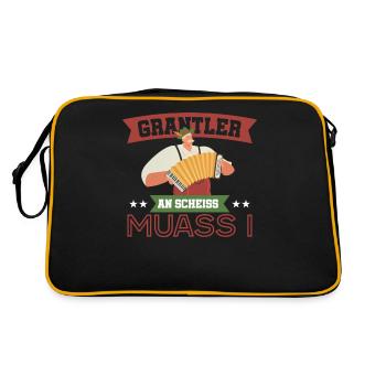 Bayern Grantler Bayrisch Grantln Geschenk - Retro Tasche - Schwarz/Gold - Hinten