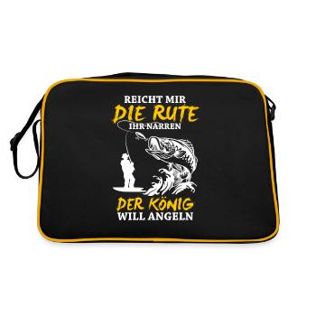 Angler Angeln Reicht Mir Die Rute - Retro Tasche - Schwarz/Gold - Hinten