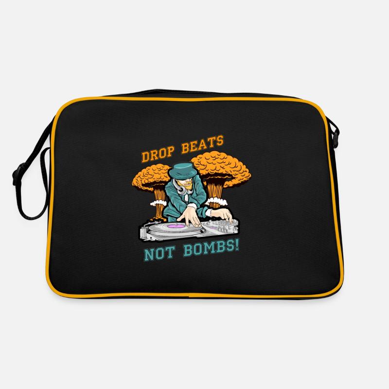 Drop Beats not Bombs DJ Turntable Music Sac Retro