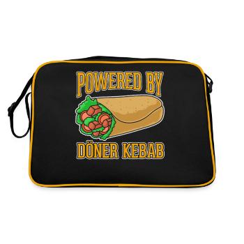 Powered bei Döner Kebab - Angetrieben durch Döner - Retro Tasche - Schwarz/Gold - Hinten