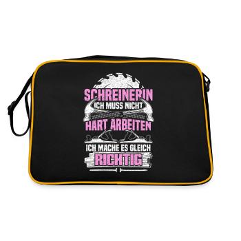 Schreinerin ich muss nicht hart arbeiten - Retro Tasche - Schwarz/Gold - Hinten