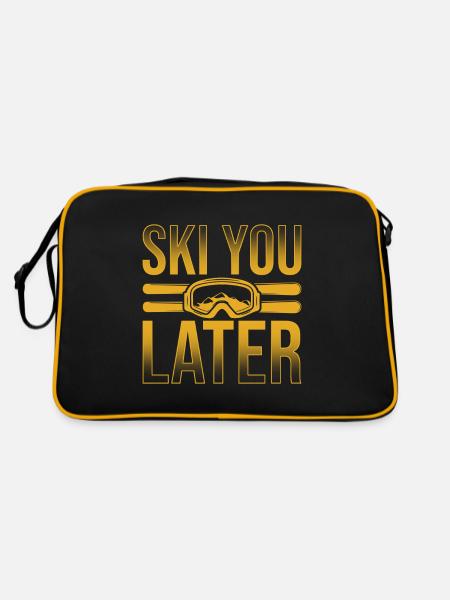 Ski You Later Skifahrer Skifahren Geschenk - Retro Tasche - Schwarz/Gold