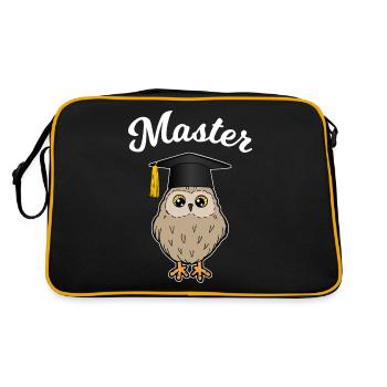 Master Eule Lustig Studium Abschluss Geschenk - Retro Tasche - Schwarz/Gold - Hinten