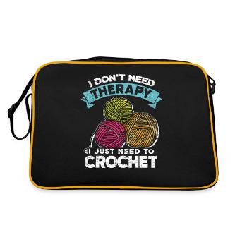 Crochet wool thread relaxation - Retro Bag - black/gold - Back