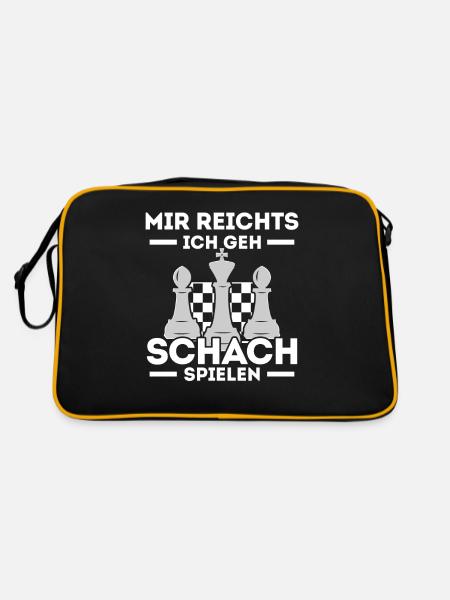 Schachspieler Sprüche Schachfiguren Geschenk - Retro Tasche - Schwarz/Gold - Hinten