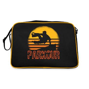 Parkourläufer Race Running Jumping Freilaufender - Retro Tasche - Schwarz/Gold - Hinten