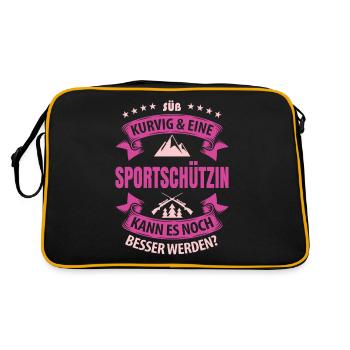 Schießstand Sportschütze Sportschützin Schießsport - Retro Tasche - Schwarz/Gold - Hinten