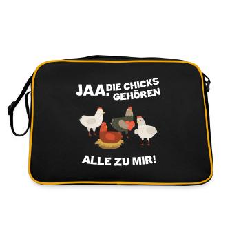 Oui Les Chicks Sont tous de Moi, les poulets agriculteurs - Sac Retro - noir/or - Dos