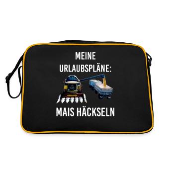 Meine Urlaubspläne Mais Häckseln Maishäcksler - Retro Tasche - Schwarz/Gold - Hinten