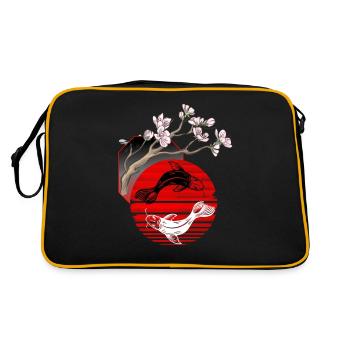 Koi Sakura Cherry Blossom Yin Yang - Sac Retro - noir/or - Dos