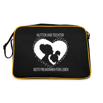 Mutter Tochter Outfit Mama Sohn Familie Baby - Retro Tasche - Schwarz/Gold - Hinten