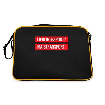 Lieblingssport Maistransport Lustig Maishäckseln - Retro Tasche - Schwarz/Gold - Hinten