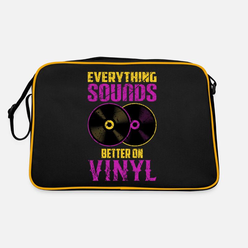 Platine vinyle DJ disques LP - Sac Retro - noir/or