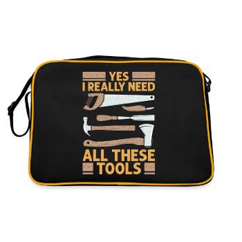 Wood carving joinery for a woodworker - Retro Bag - black/gold - Back