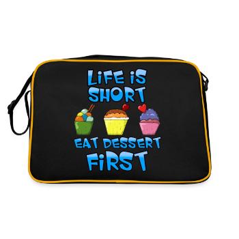 Life is short eat dessert first - Retro Tasche - Schwarz/Gold - Hinten
