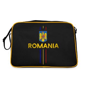 Cadeau drapeau roumain Roumanie Roumanie - Sac Retro - noir/or - Dos