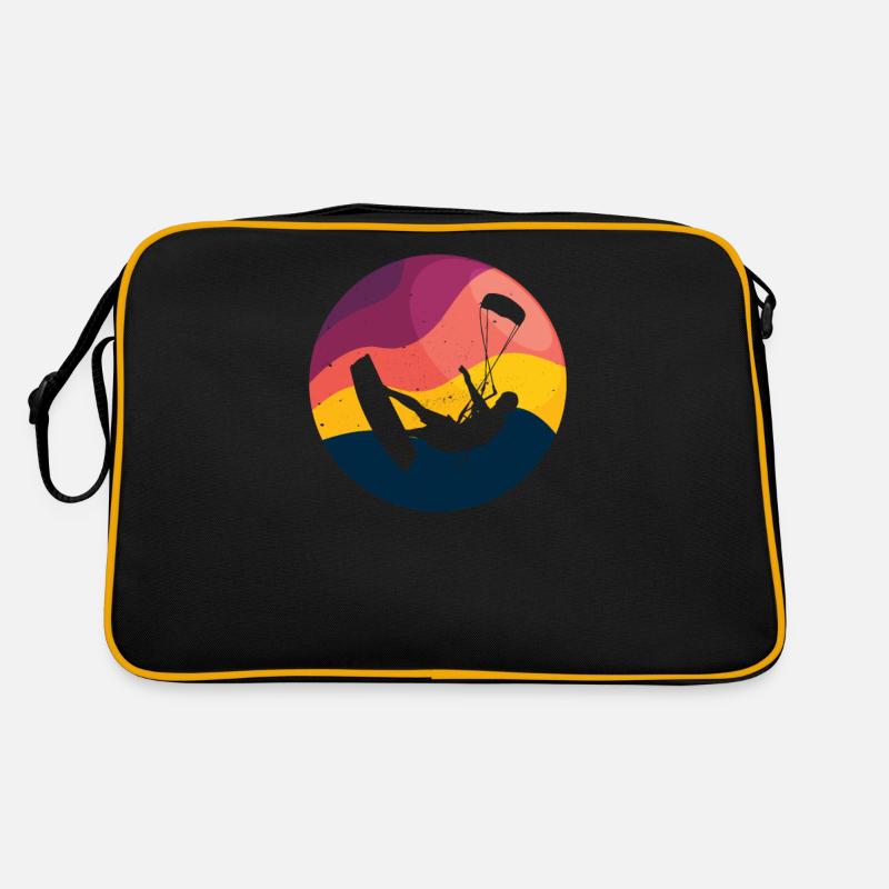 Kite Kiteboarding Kitesurfer Kiteboard Geschenk - Retro Tasche - Schwarz/Gold
