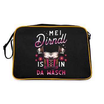 Mei Dirdnl is in da wäsch - Retro Tasche - Schwarz/Gold - Hinten