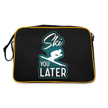 Ski you later Skifahrer Apres-Ski Sprüche lustiges - Retro Tasche - Schwarz/Gold - Hinten