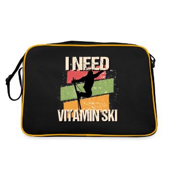 Lustig Ski Skier Berge Skifahren Spruch Geschenk - Retro Tasche - Schwarz/Gold - Hinten