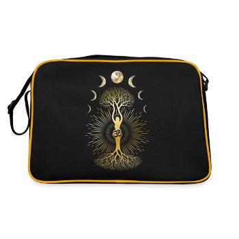 Phase Depression Mondphase Stimmung Yoga Geschenk - Retro Tasche - Schwarz/Gold - Hinten