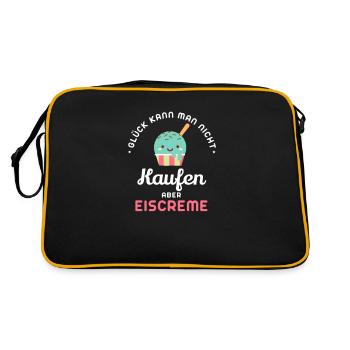 Eis Eiscreme Schokoladeneis Vanilleeis - Retro Tasche - Schwarz/Gold - Hinten