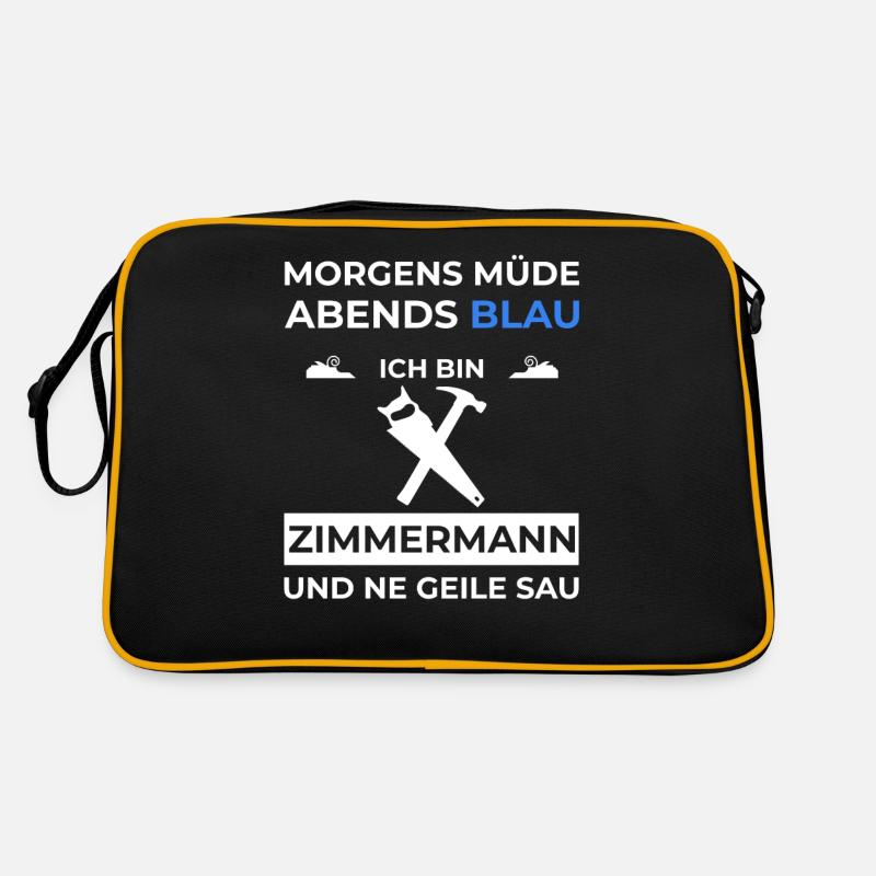 Zimmermann Zimmerei Geschenk Spruch Holz - Retro Tasche - Schwarz/Gold