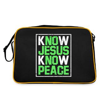 Christian Jesus Bible Verse Know Jesus Know Peace - Retro Tasche - Schwarz/Gold - Hinten