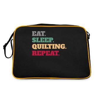 Eat Sleep Quilting Repeat Quilting Quilt Gifts - Retro Bag - black/gold - Back